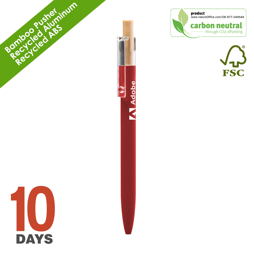 BND185 AAARR Recyled Alu ball pen Red Rubber STO