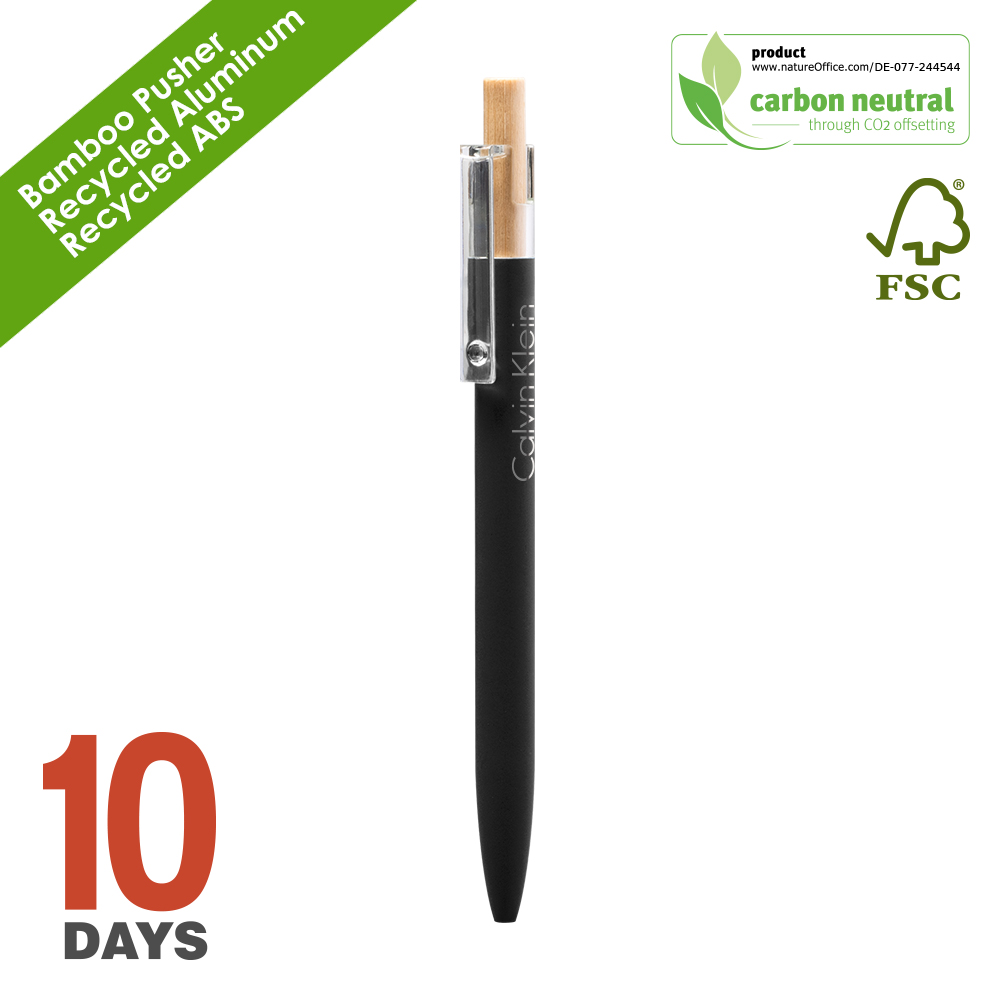 BND185 AAARR Recyled Alu ball pen Black Rubber STO