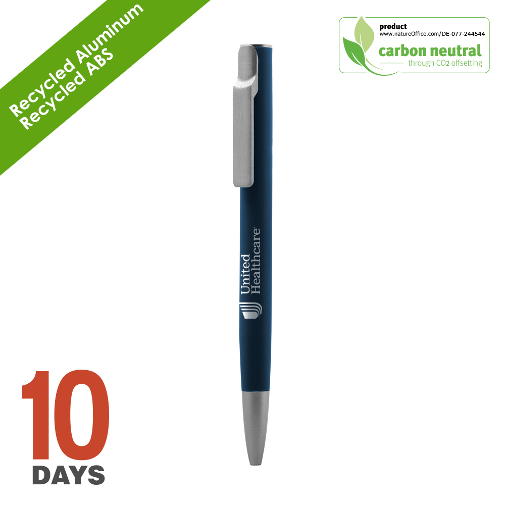 BND191 AIIE Recyled Alu ball pen blue rubber stock