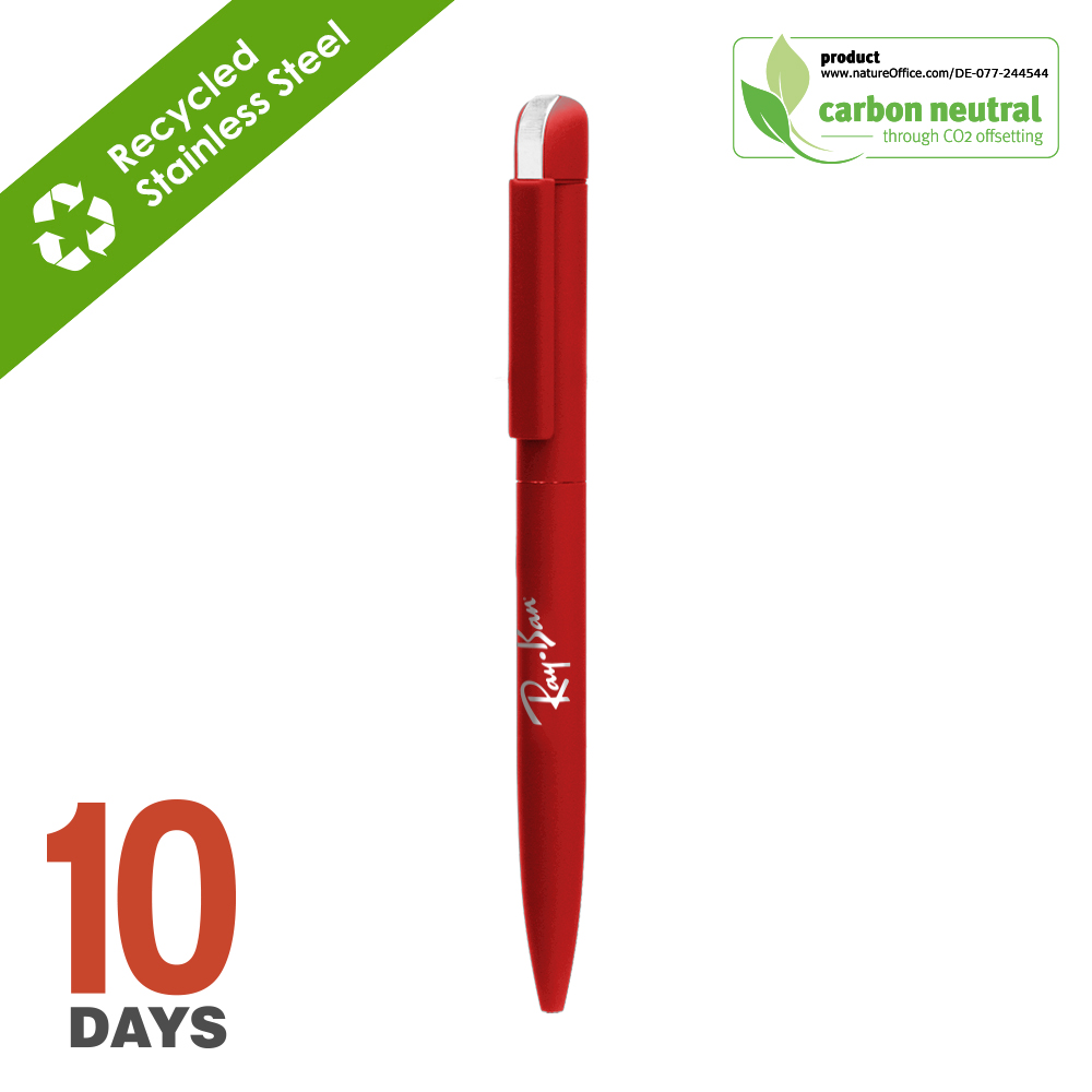 BND62 Folk, twist metal ball pen  STOCK RED RUBBER