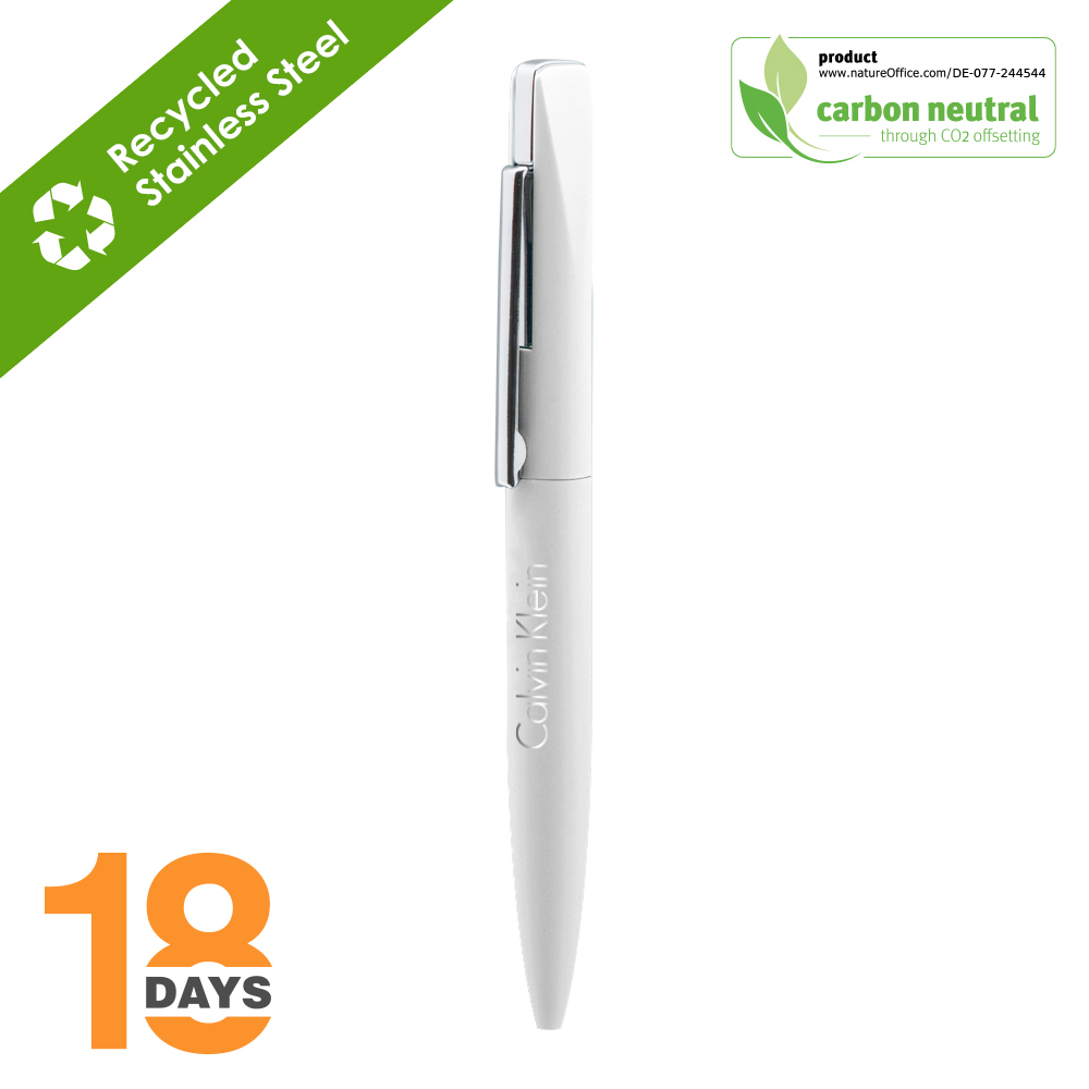 BND66 Slim, twist metal ball pen STOCK WHITE MATT