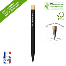 BND187AB NoClip Aluminum & Bamboo Pen Black  FR