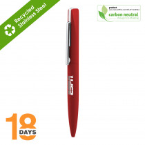 BND66 Slim, twist metal ball pen STOCK RED RUBBER