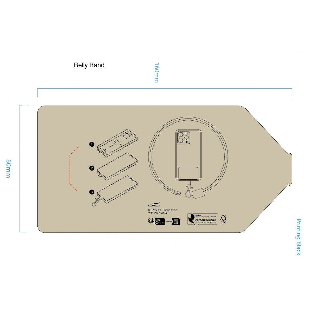 BND999 WEI Phone strap with insert Card - Made To Order